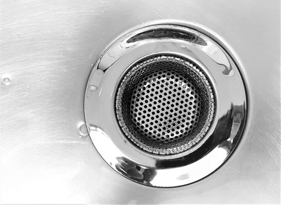 Close-up of a sink drain
